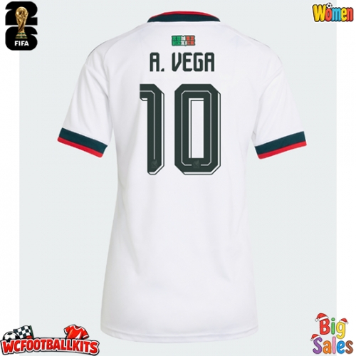 Mexico Alexis Vega #10 Replica Away Stadium Shirt for Women World Cup 2026 Short Sleeve